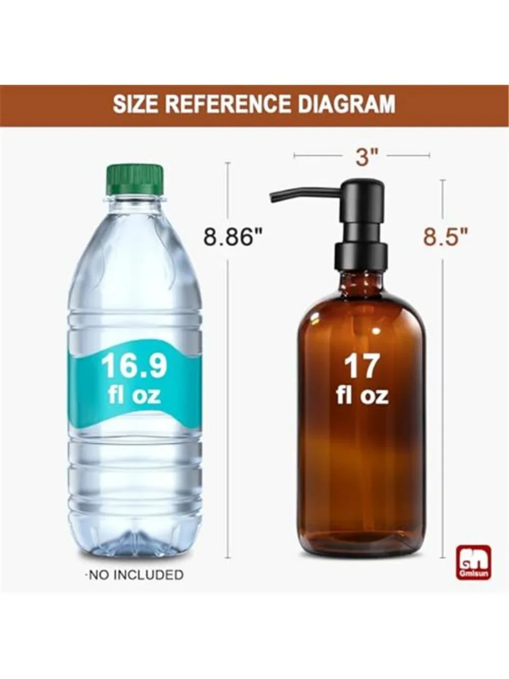 Amber Glass Soap Dispenser, 2 Pack Bathroom Hand Soap Dispensers